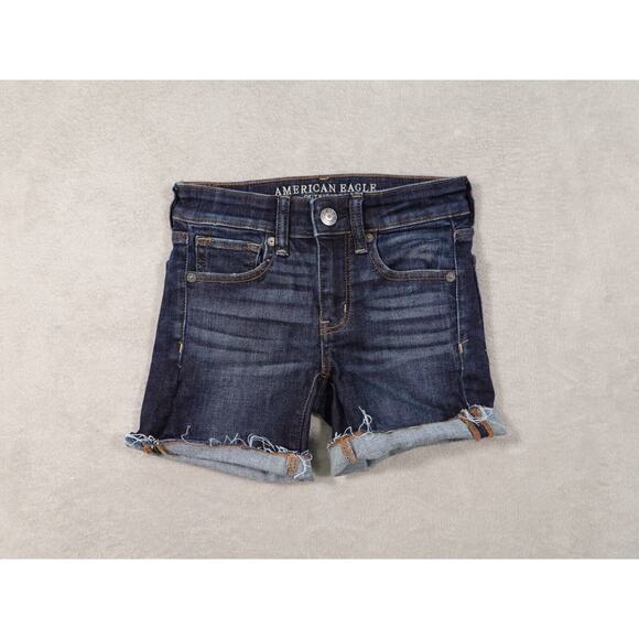 American Eagle Outfitters Womens Blue Denim Shorts Next Level Stretch Size 00 - Picture 1 of 12
